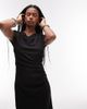 Mango Mango cap sleeve midi dress with ruched side in black - 3
