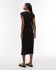 Mango Mango cap sleeve midi dress with ruched side in black - 4