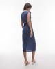 Mango Mango cap sleeve midi dress with ruched side in petrol blue - 3
