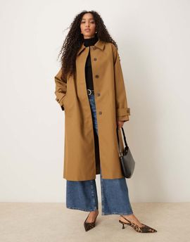 Mango Mango Capsule 100% cotton trench coat in tan-Neutral