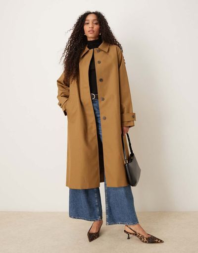 Mango Mango Capsule 100% cotton trench coat in tan-Neutral