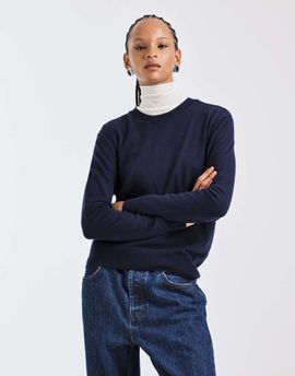 Mango Mango Capsule 100% wool crew neck sweater in navy