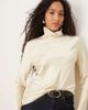 Mango Mango Capsule high neck long sleeve satin top in cream-White - 1