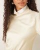 Mango Mango Capsule high neck long sleeve satin top in cream-White - 2
