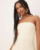 Mango Mango capsule linen bandeau structured midi dress in buttermilk-Yellow - 4