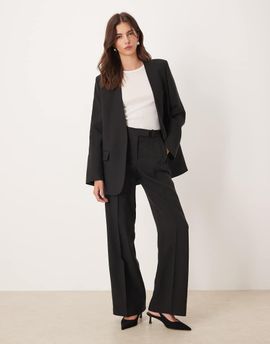 Mango Mango Capsule pleated front tailored straight leg pants in black - part of a set