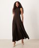 Mango Mango Capsule sculpt high neck maxi dress in brown - 1