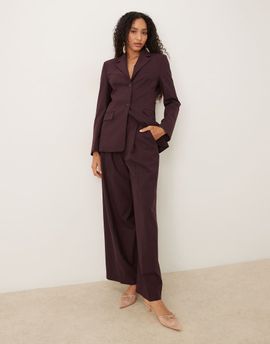 Mango Mango Capsule tailored pleat front relaxed fit pants in plum - part of a set
