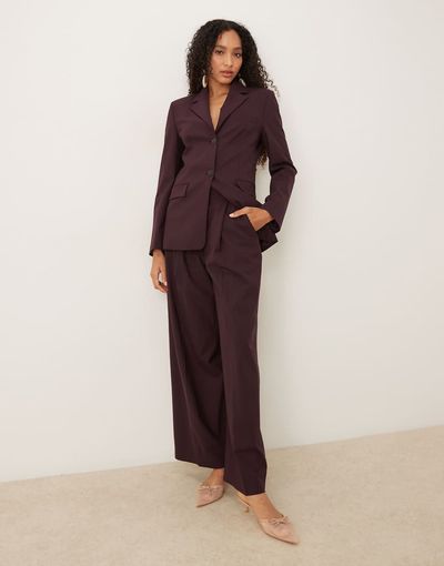 Mango Mango Capsule tailored pleat front relaxed fit pants in plum - part of a set