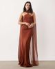 Mango Mango Capule satin maxi dress with scarf in brown - 3