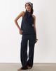 Mango Mango Carla linen mix denim pants in indigo - part of a set-Blue - 1