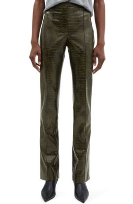 MANGO MANGO Cassie Croc Embossed Straight Leg Pants