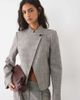 Mango Mango Celia high neck button detail blazer set in gray check print-Brown - 1
