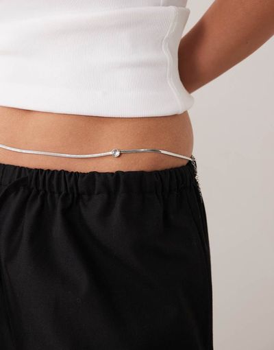 Mango Mango chain belt with diamante accent in silver