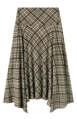 MANGO MANGO Check Asymmetric Maxi Skirt