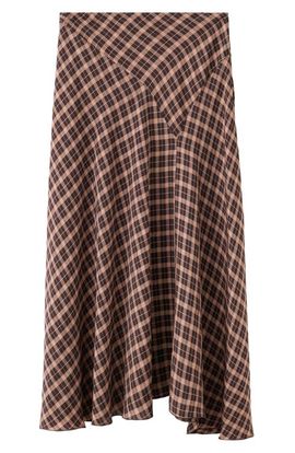 MANGO MANGO Check Print Asymmetric Maxi Skirt