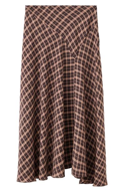 MANGO MANGO Check Print Asymmetric Maxi Skirt