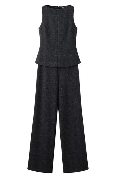 MANGO MANGO Checked Wide Leg Jumpsuit