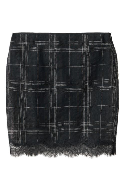 MANGO MANGO Checkered Linen Blend Miniskirt