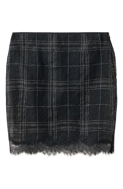 MANGO MANGO Checkered Linen Blend Miniskirt