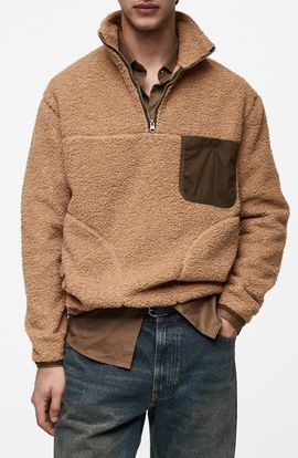 MANGO MANGO Chest Pocket Fleece Half Zip