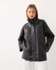 Mango Mango cinched waist faux leather jacket in black - 3