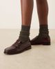 Mango Mango classic 100% leather loafers in vintage look cherry red - 1