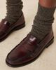 Mango Mango classic 100% leather loafers in vintage look cherry red - 4