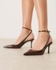 Mango Mango classic ankle strap heeled pumps in cherry red - 1