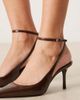 Mango Mango classic ankle strap heeled pumps in cherry red - 2