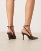 Mango Mango classic ankle strap heeled pumps in cherry red - 3