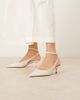 Mango Mango classic ankle strap kitten heels in ivory-White - 1