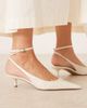 Mango Mango classic ankle strap kitten heels in ivory-White - 2