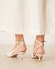 Mango Mango classic ankle strap kitten heels in ivory-White - 3
