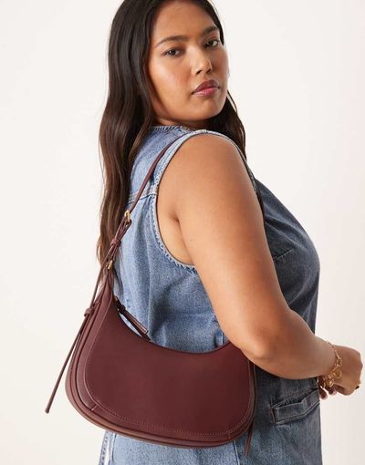 Mango Mango classic half moon cross body bag in cherry red