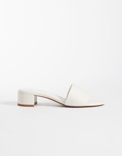 Mango Mango classic heeled sandals in cream-White
