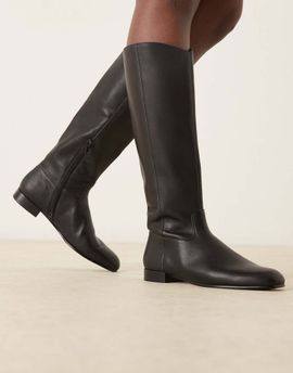 Mango Mango classic leather boots in black