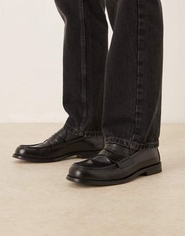 Mango Mango classic leather loafers in black