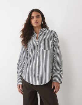 Mango Mango classic shirt in blue stripe