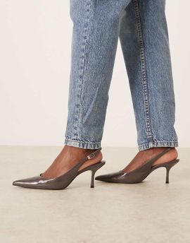 Mango Mango classic sling back pointed heel in mushroom-Brown
