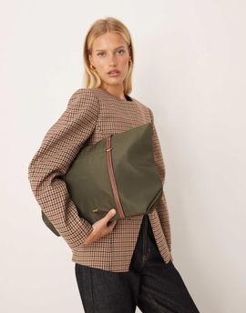 Mango Mango classic tote bag in khaki-Green