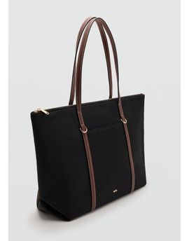 Mango Mango classic tote bag with contrast straps in black