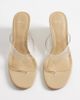 Mango Mango clear heeled wedges in beige-Neutral - 2