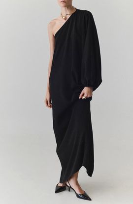 MANGO MANGO Collar One-Shoulder Maxi Dress
