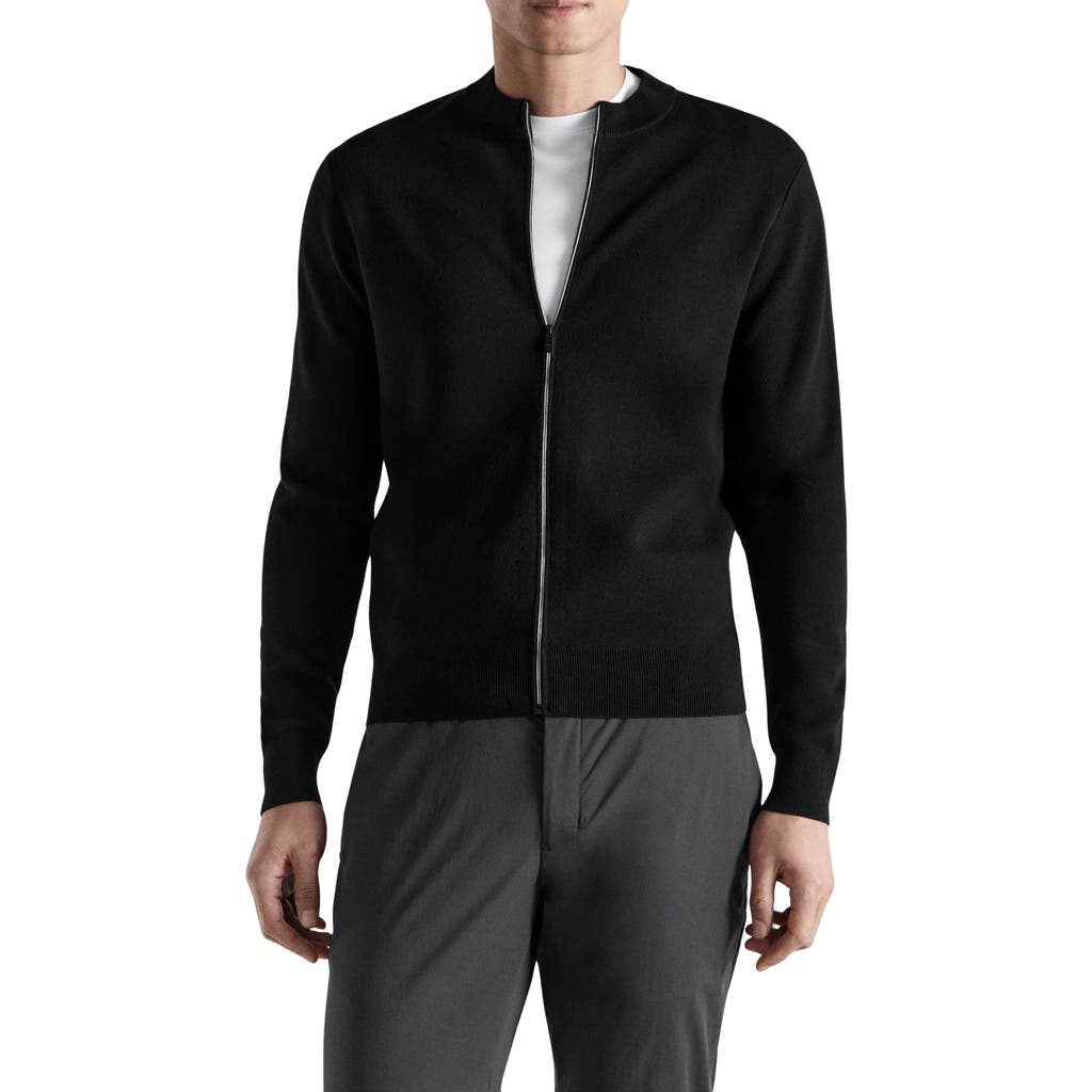 MANGO MANGO Comfort Stretch Crewneck Zip Cardigan