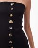 Mango Mango compact knit bandeau midi dress with statement buttons in black - 2