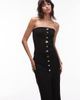 Mango Mango compact knit bandeau midi dress with statement buttons in black - 4