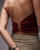 Mango Mango compact knit halterneck top in dark red - 4