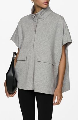 MANGO MANGO Cotton Blend Fleece Poncho Jacket