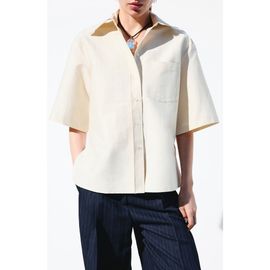 MANGO MANGO Cotton Blend Tie Back Button-Up Shirt